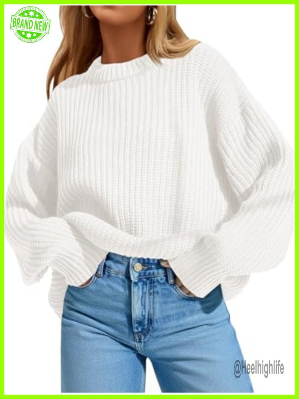 Oversized Sweater Long Sleeve Crewneck Pullover Soft Knit Slouchy